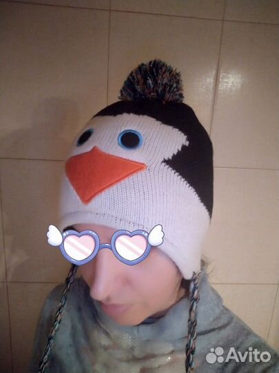Шапка вязаная, шапка пингвин