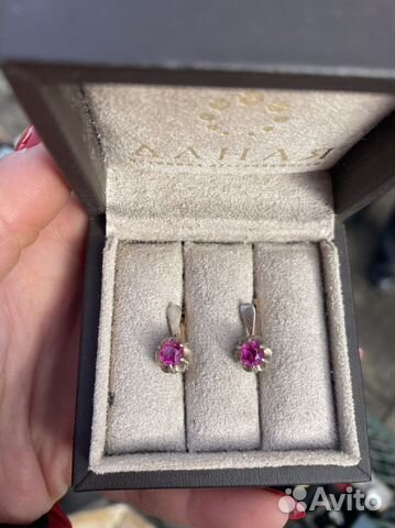 Серебряные серьги с рубином СССР