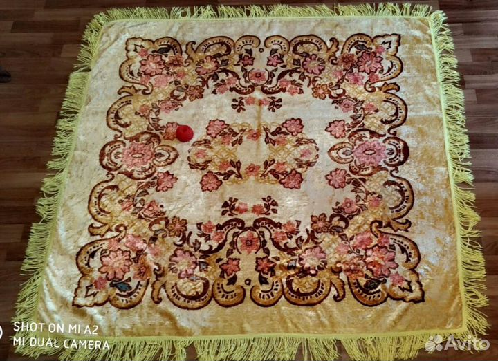 Скатерть, красный, зеленый плюш х/б СССР