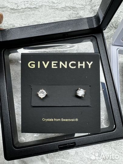 Серьги givenchy с цирконием 6мм, 8мм, 4 мм