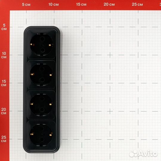 Розетка svet четверная EV0311-0069 открытая установка черный с заземлением