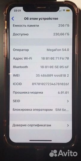 iPhone X, 256 ГБ