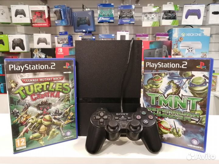 Sony PS2 Slim + игры серии Черепашки Ниндзя tmnt