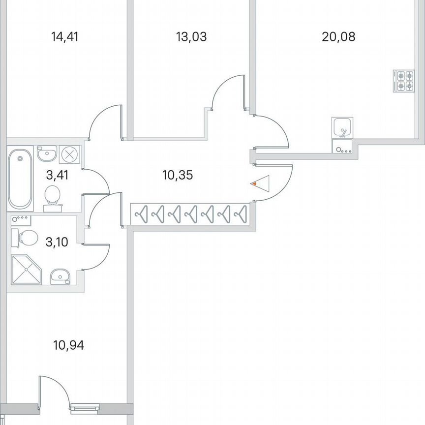 3-к. квартира, 77,7 м², 1/4 эт.