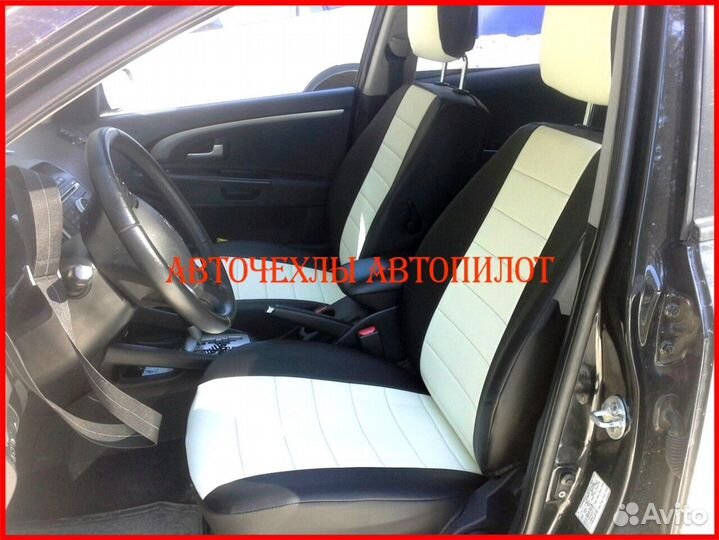 Чехлы Автопилот Kia Ceed 1 из экокожи чёрно-белые