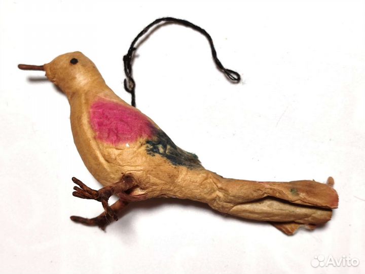 Елочная игрушка СССР вата птичка