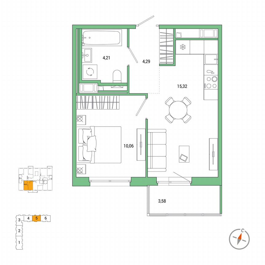 1-к. квартира, 35 м², 4/7 эт.