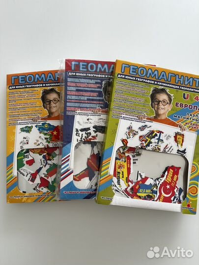 Магнитные пазлы 3шт карта мира