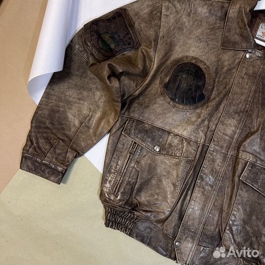 Vintage leather bomber jacket