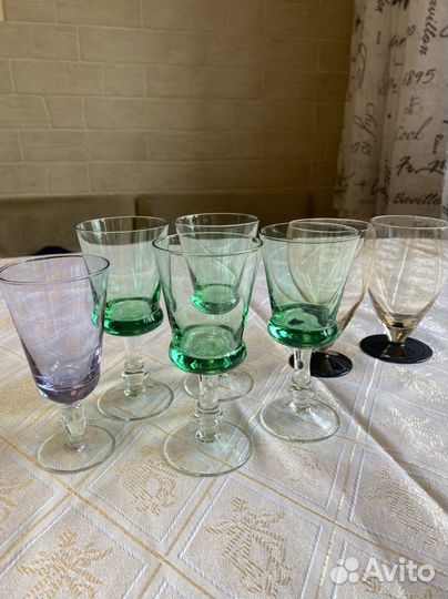 Фужеры рюмки бокалы СССР цветное стекло