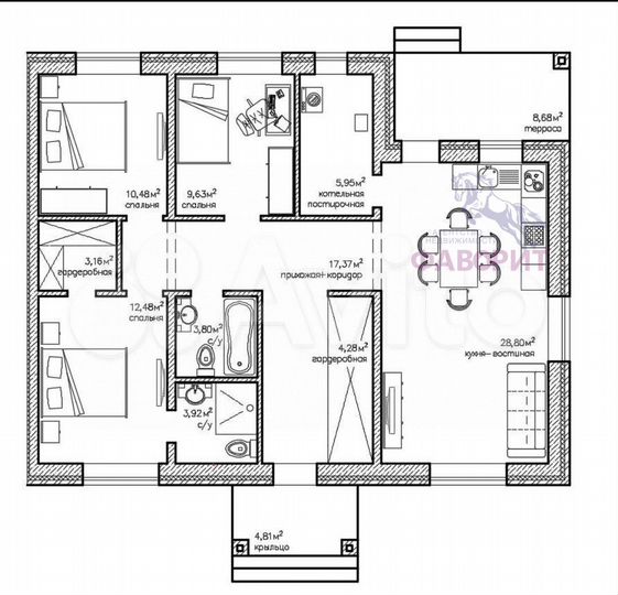 Дом 113 м² на участке 6,8 сот.