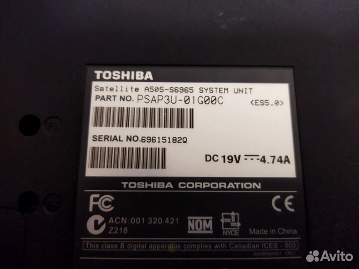 Ноутбук Toshiba Satellite A505