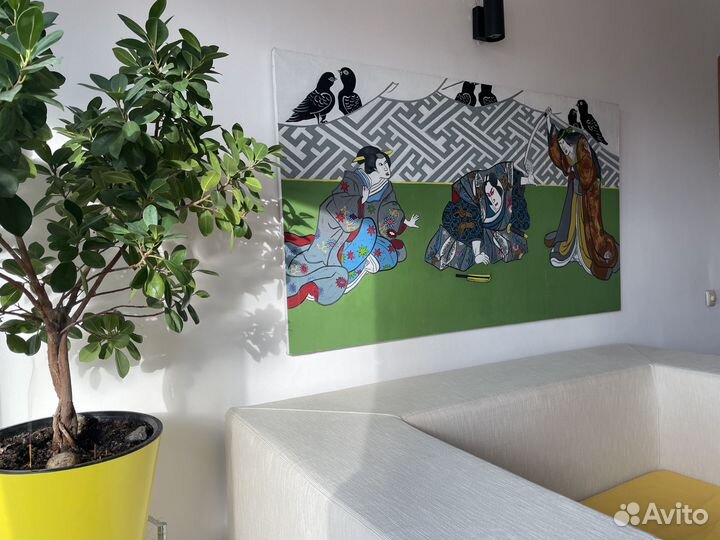 Картина/ холст/ масло «Самураи»