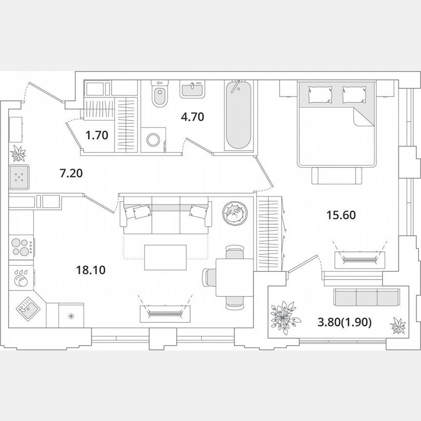1-к. квартира, 49,2 м², 13/14 эт.