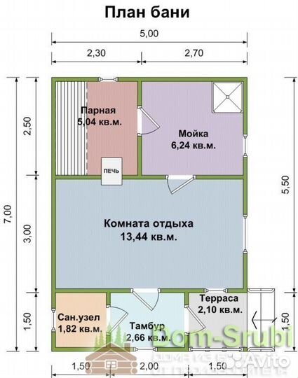 Устюжна. Хорошая надёжная Баня из бруса Б-20 (5х7)