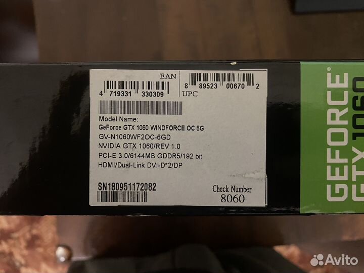Видеокарта gtx 1060 6gb