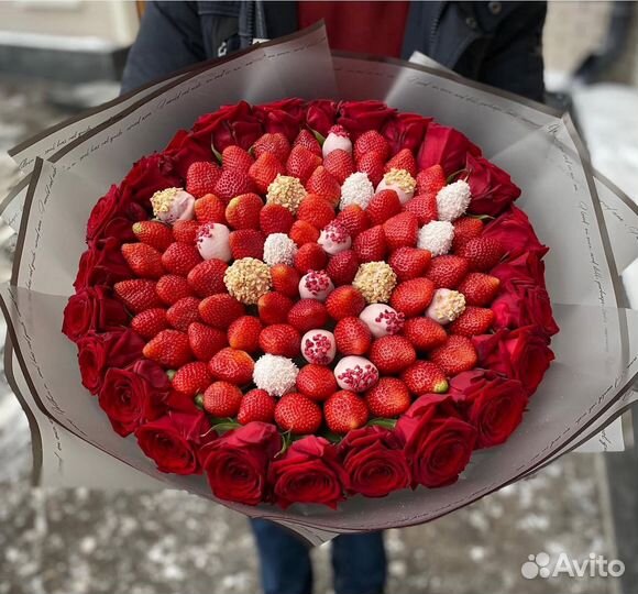 Клубника в шоколаде, букет на 14 февраля