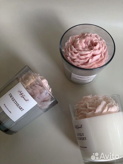 Арома свеча пион в стакане 250мл - кокосовый воск