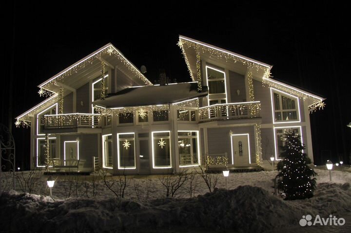 Контурная подсветка дома под ключ