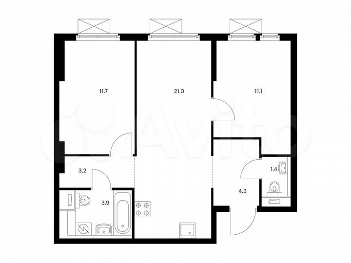 2-к. квартира, 56,6 м², 4/15 эт.