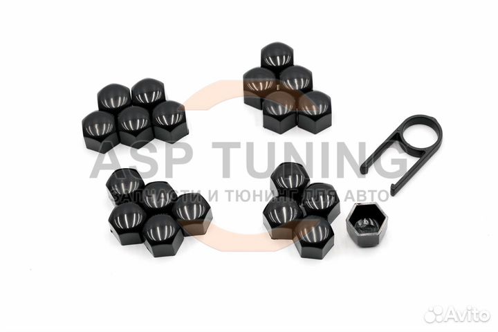 Колпачки на болты колесных дисков под 17мм Черные