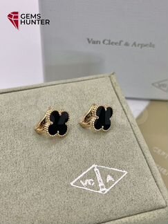 Золотые серьги van cleef оникс