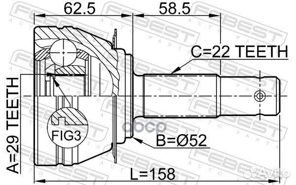 ШРУС наружный 29x52x22 (daewoo nexia 1500I (G15MF)