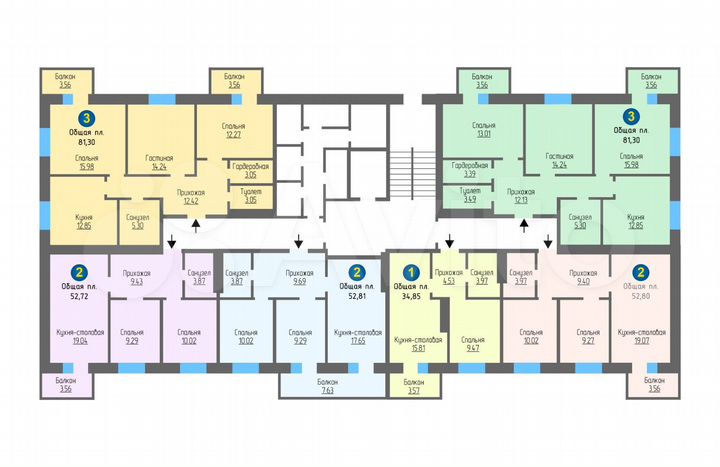2-к. квартира, 52,8 м², 10/10 эт.