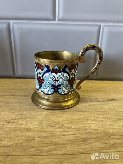 Подстаканник СССР латунь эмаль