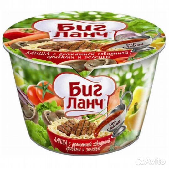 Биг ланч с аромат говядиной, грибами и зеленью 90г