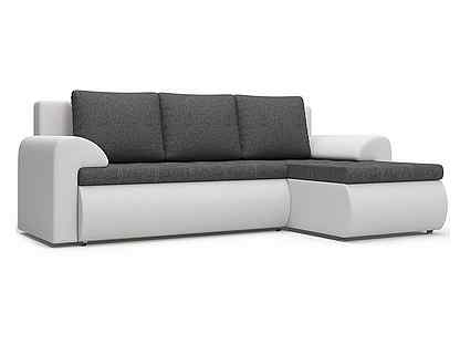 Угловой диван бремен-8 (правый) серо-белый