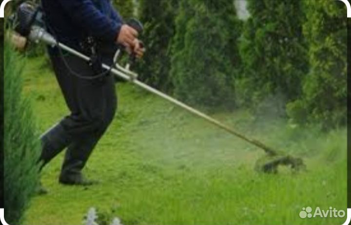Скосить траву тримером