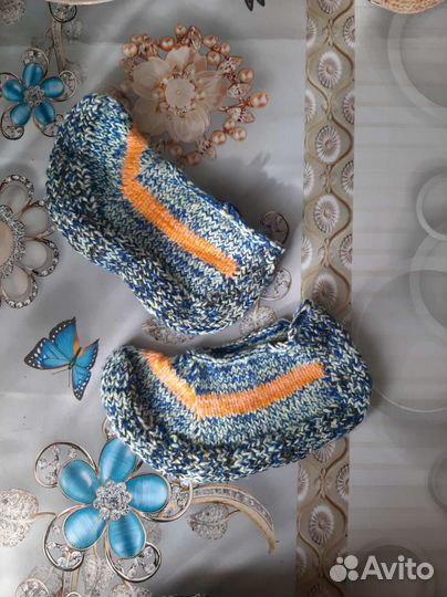 Вязаные следки-тапочки