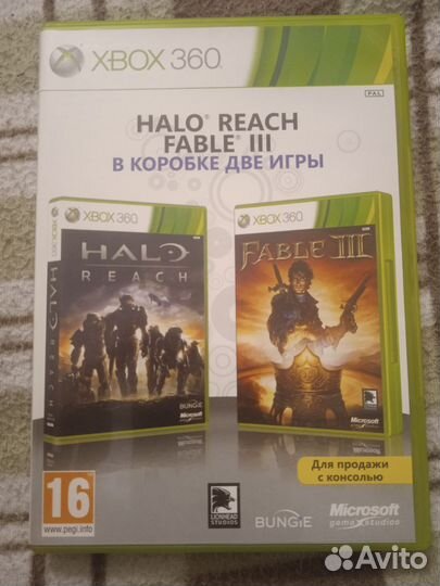 Два диска с играми: Halo:reach/Fable III. Xbox 360