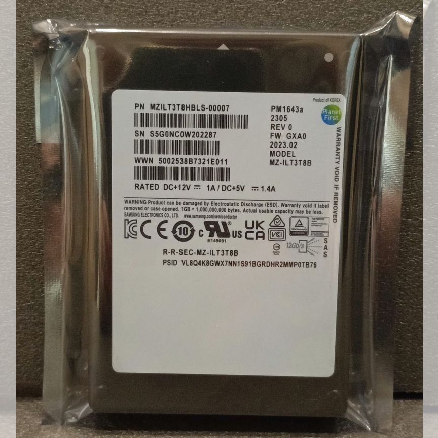 [PM1643A] Ssd Samsung 3.84 Tb Mzilt3t8hbls-00007 Sas Pm1643a