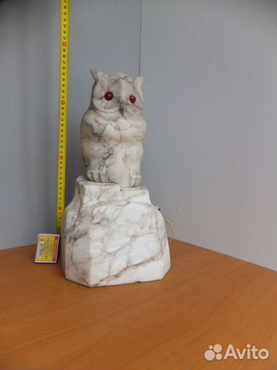 Старинная Настольная Лампа Большая Мраморная Сова