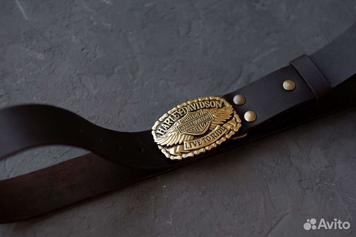 Кожаный ремень ручной работы. Harley-Davidson