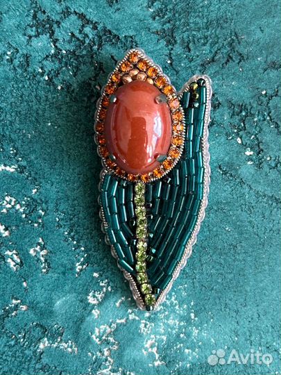 Брошь тюльпан ручной работы