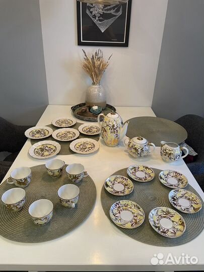 Чайный сервиз лфз СССР золотые ромашки 12 персон