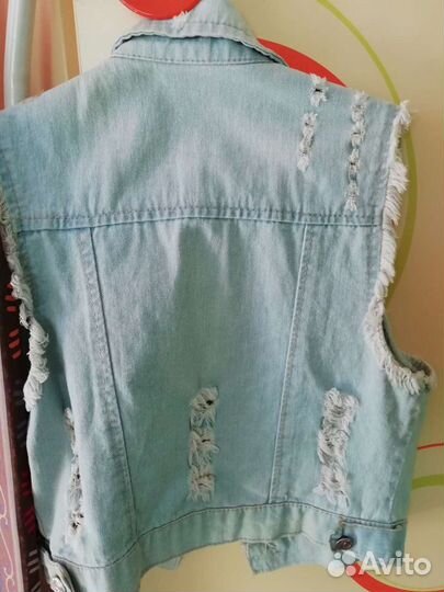Джинсовая жилетка для девочки, размер 40-42