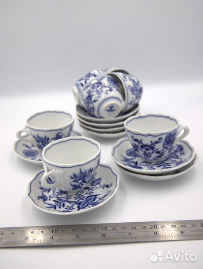 Кофейные чашки с блюдцем Синий лук (50 мл.редкие)