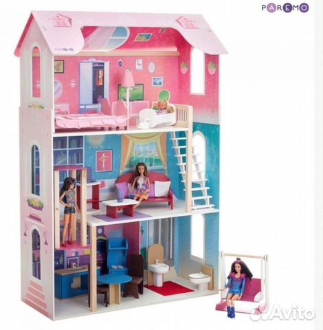 Кукольный домик для барби с лифтом и качелями