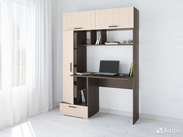 Компьютерный стол со шкафом с полками