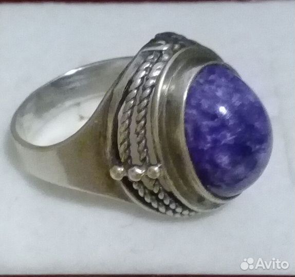 Кольцо серебряное с чароитом СССР