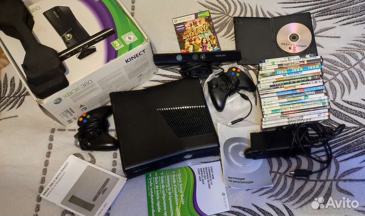 Xbox 360 прошитый L.T 3.0, Kinect,2 дж., диски