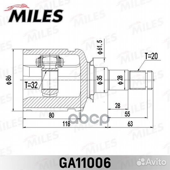 ШРУС toyota avensis 97-03 внутр. Лев. ga11006