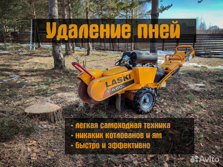 Дробление удаление корчевание пней