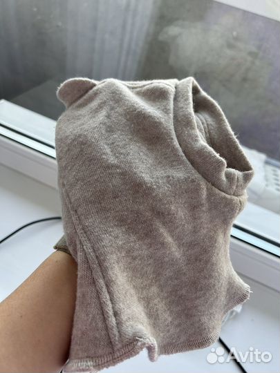 Зимняя шапка-шлем из ангоры для девочки