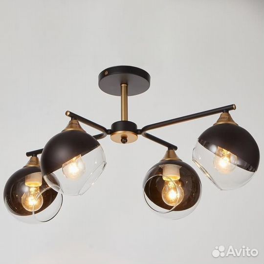 Люстра 8257 4хЕ27 60Вт черный матовый+золото