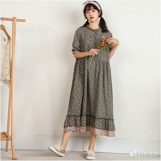 Платье женское с кружевом. Японский стиль (Бохо )